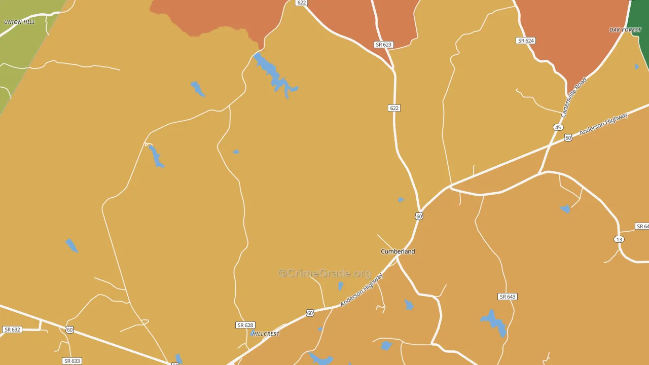 Trent Mill, VA Map of Vandalism Rates
