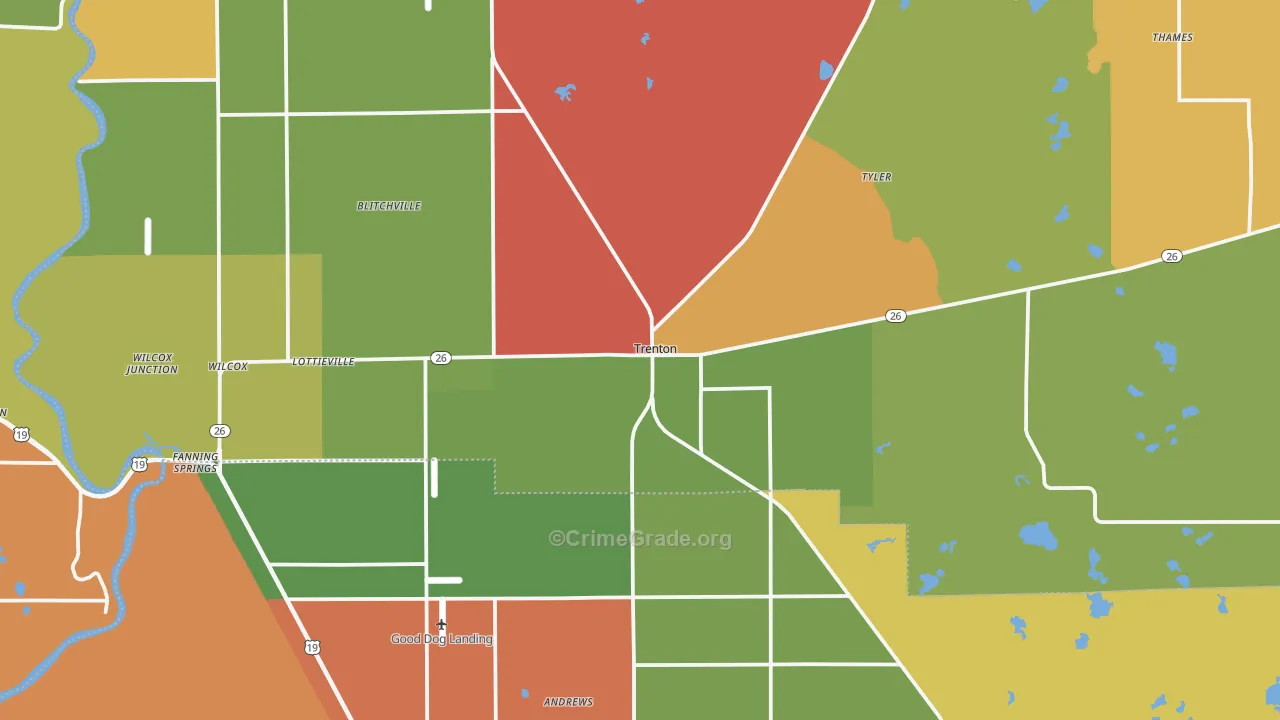 Trenton, FL Map of Vandalism Rates