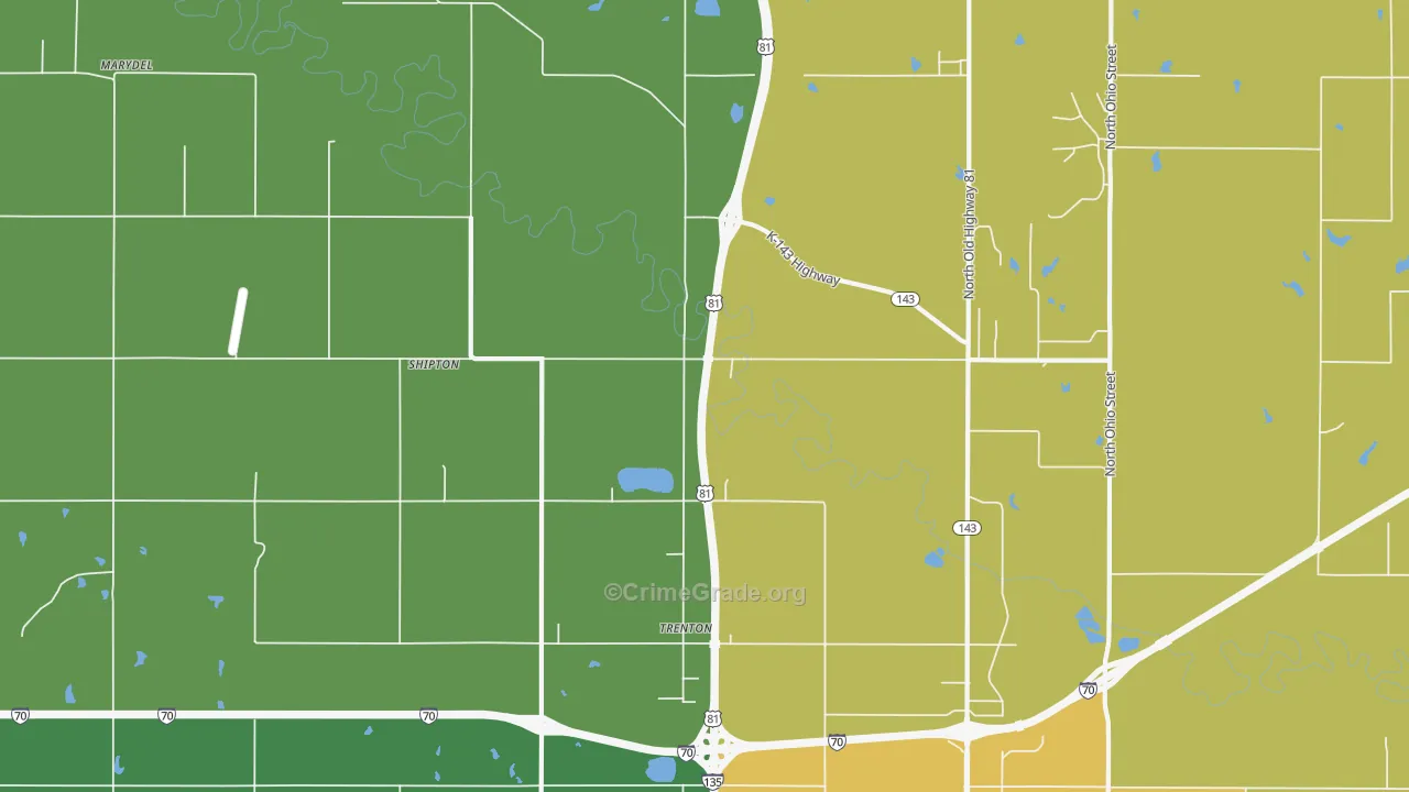 Trenton, KS Map of Vandalism Rates