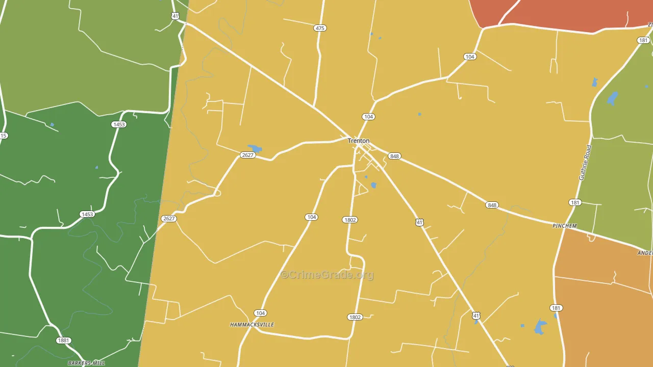 Trenton, KY Map of Vandalism Rates