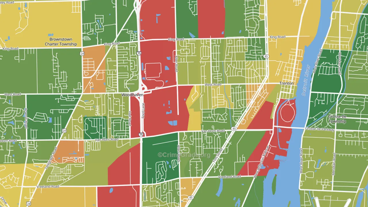 Trenton, MI Map of Vandalism Rates