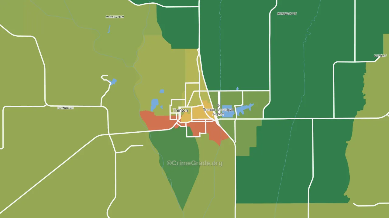 Trenton, MO Map of Vandalism Rates