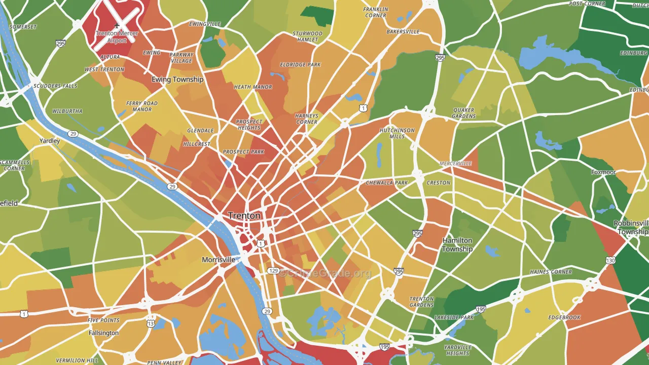 Trenton, NJ Map of Vandalism Rates