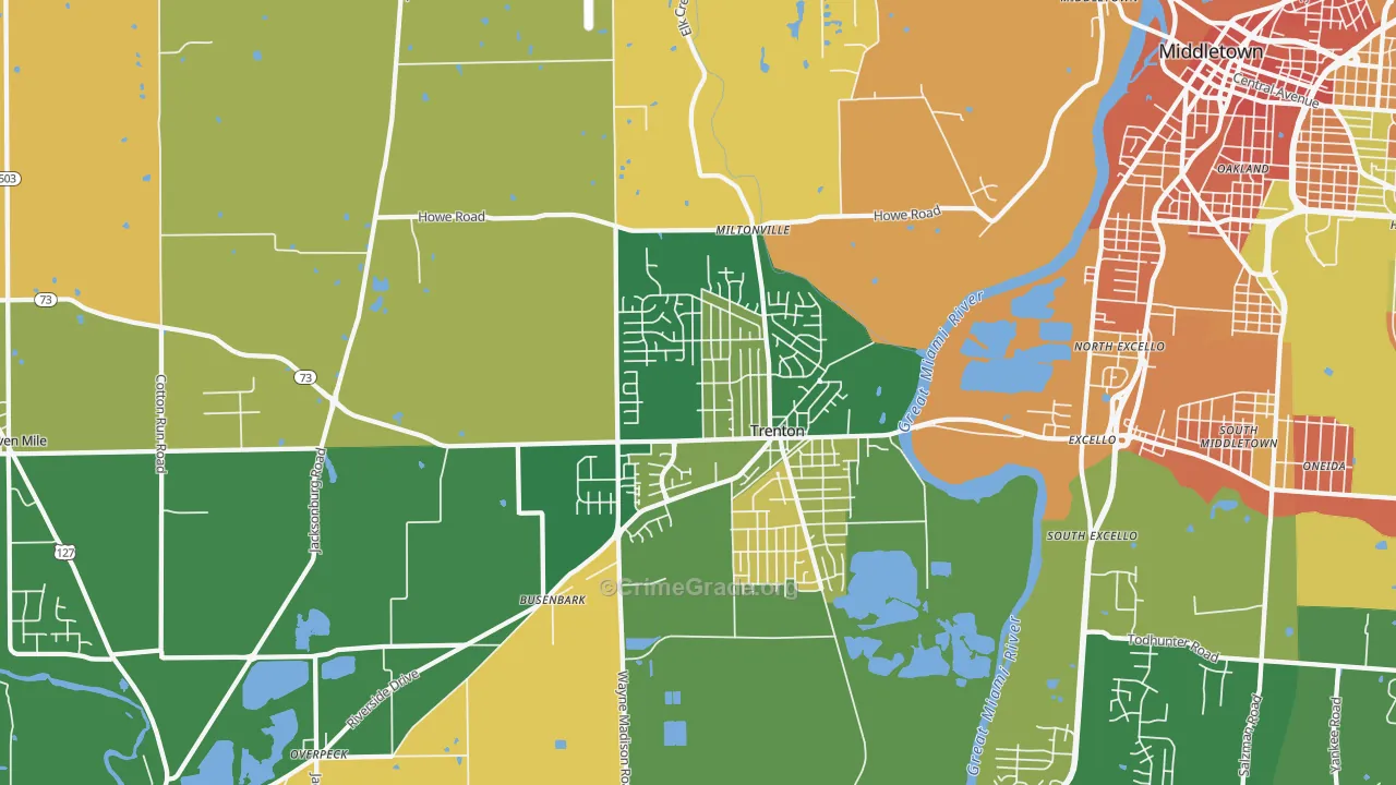 Trenton, OH Map of Vandalism Rates