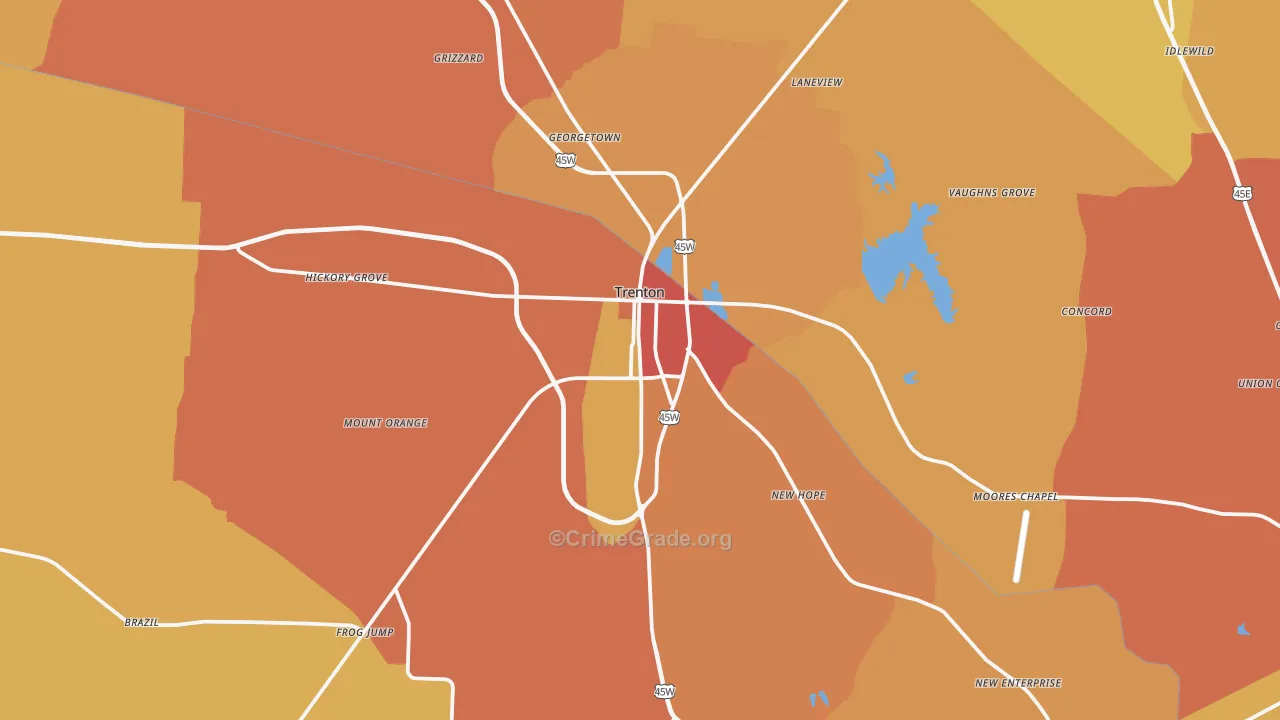 Trenton, TN Map of Vandalism Rates