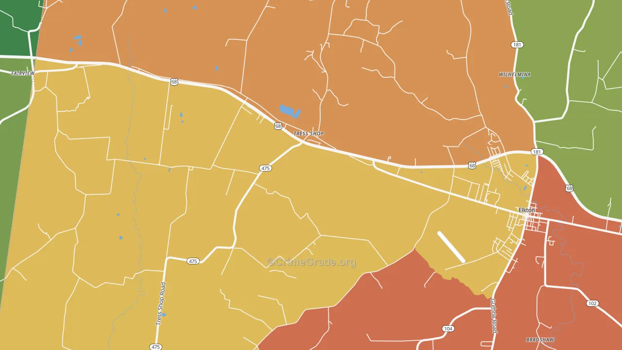 Tress Shop, KY Map of Vandalism Rates