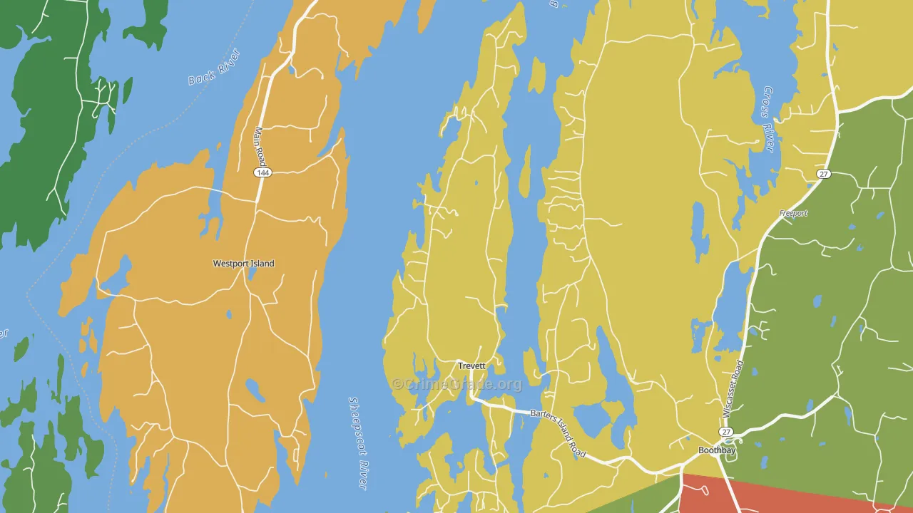 Trevett, ME Map of Vandalism Rates