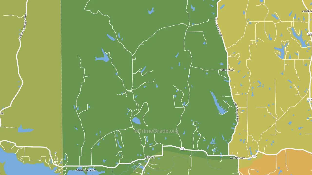 Trevlac, IN Map of Vandalism Rates