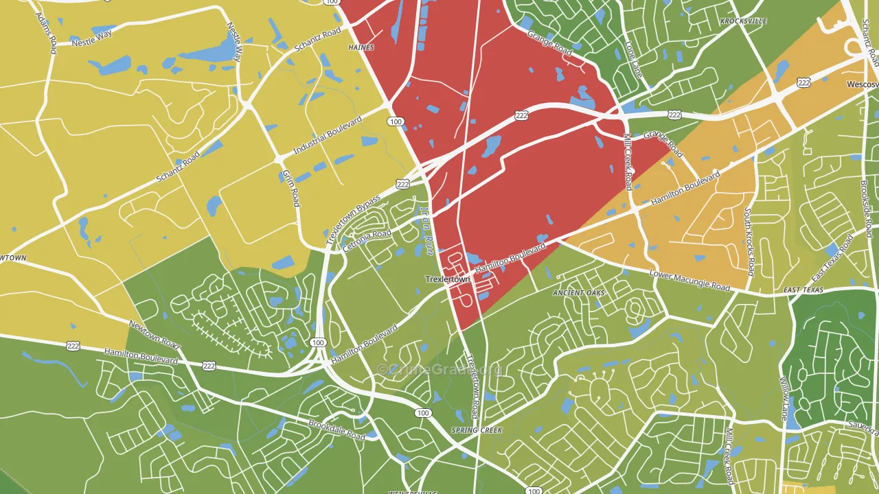 Trexlertown, PA Map of Vandalism Rates