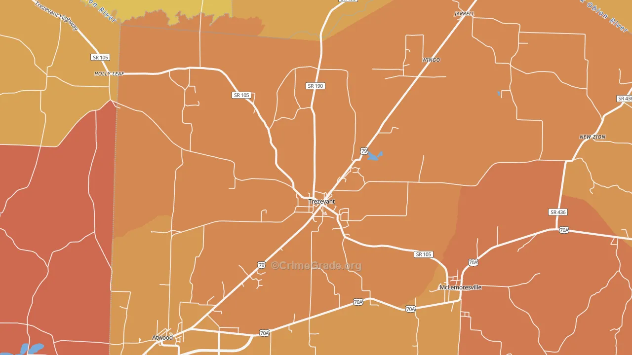 Trezevant, TN Map of Vandalism Rates