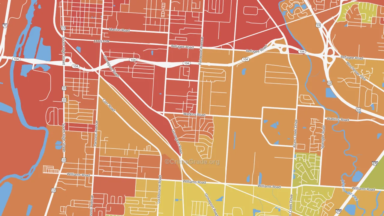 Tri-South, Columbus, OH Map of Vandalism Rates
