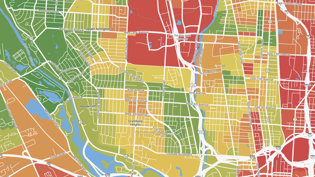 Tri-Village, Columbus, OH Map of Vandalism Rates