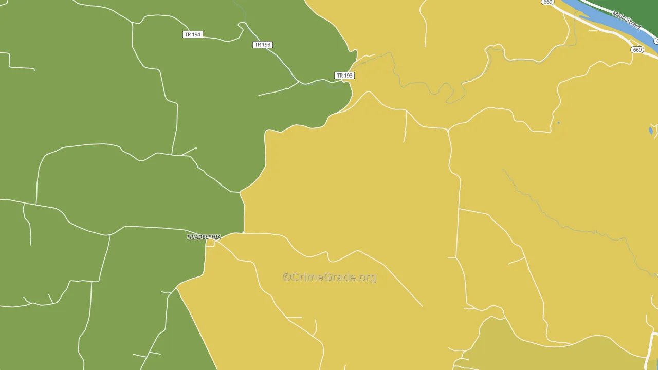 Triadelphia, OH Map of Vandalism Rates