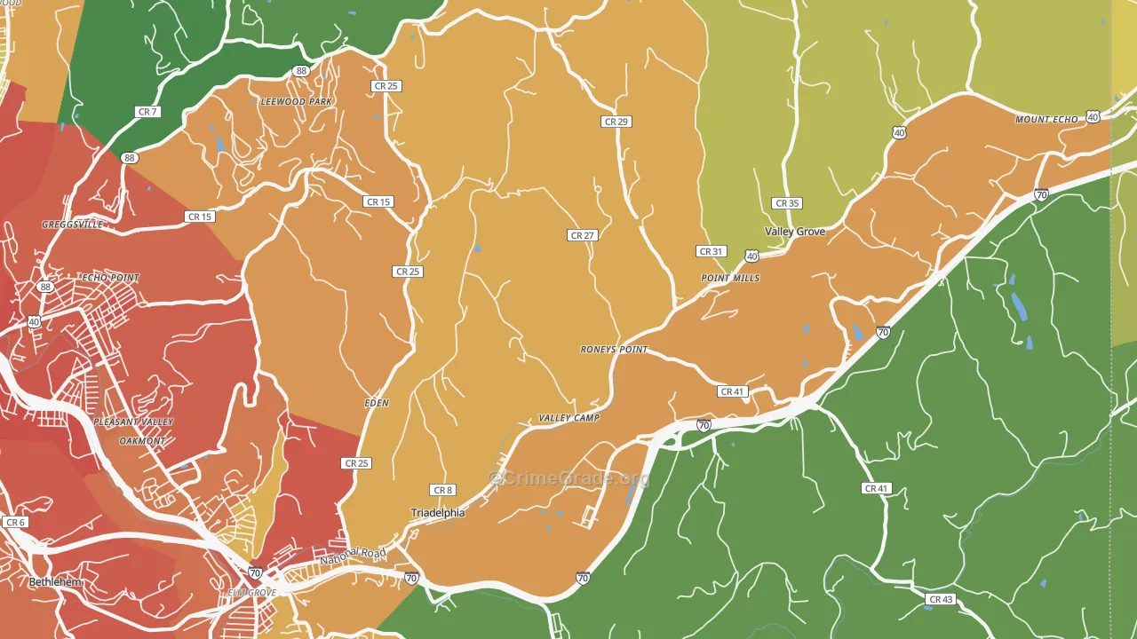 Triadelphia, WV Map of Vandalism Rates