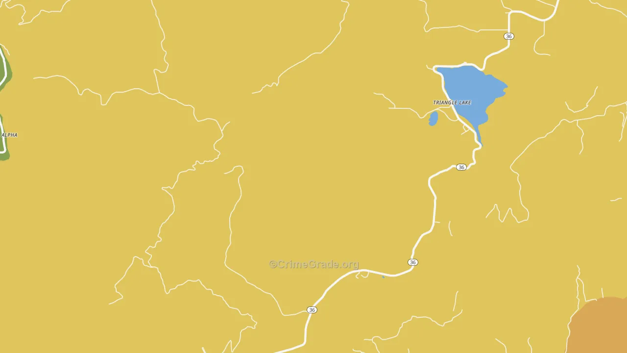 Triangle Lake, OR Map of Vandalism Rates