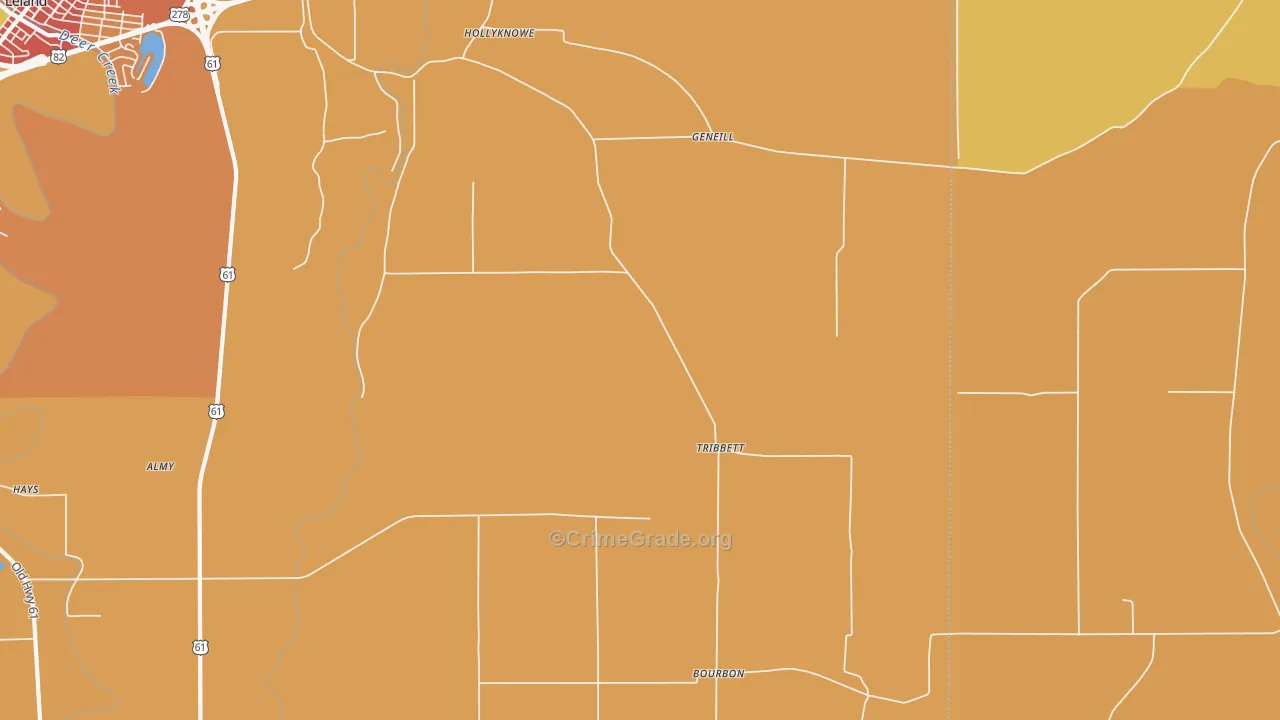 Tribbett, MS Map of Vandalism Rates