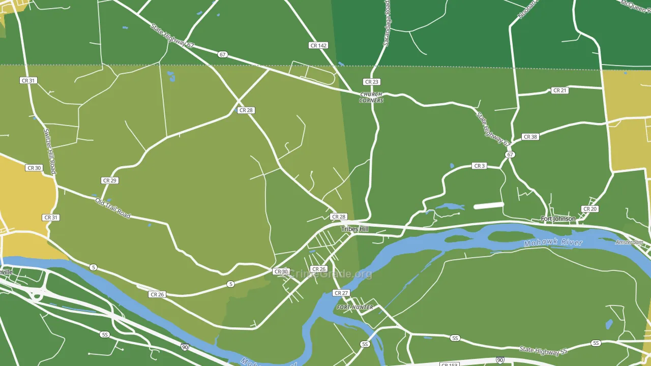 Tribes Hill, NY Map of Vandalism Rates