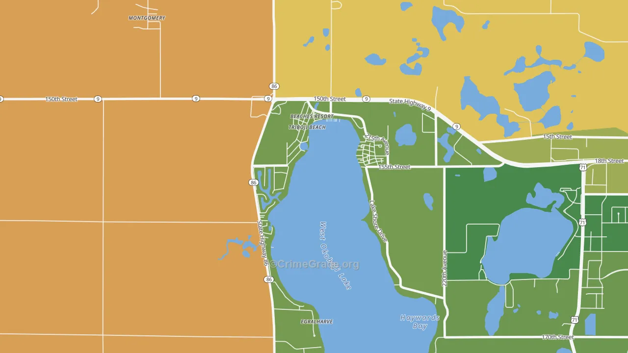 Triboji Beach, IA Map of Vandalism Rates