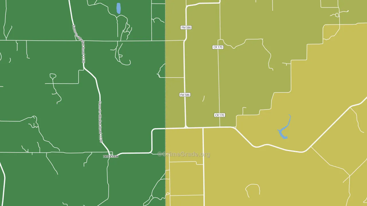 Trickham, TX Map of Vandalism Rates