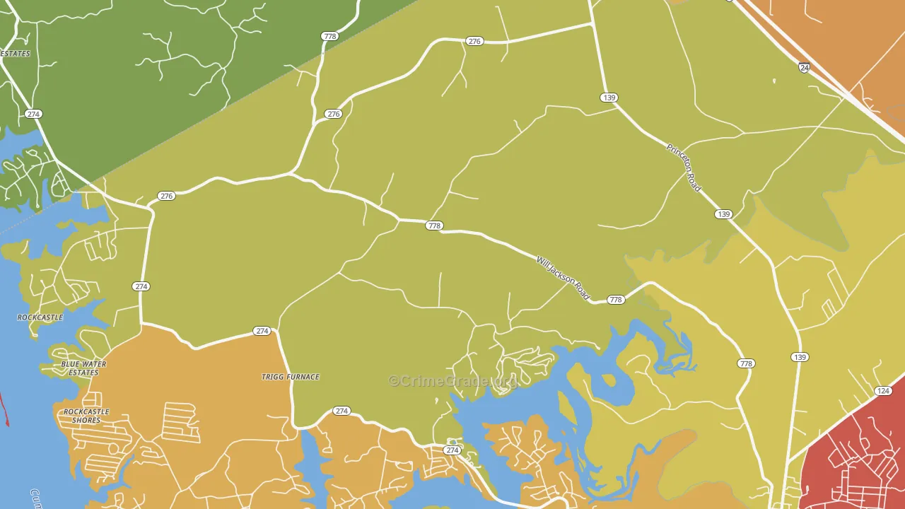 Trigg Furnace, KY Map of Vandalism Rates