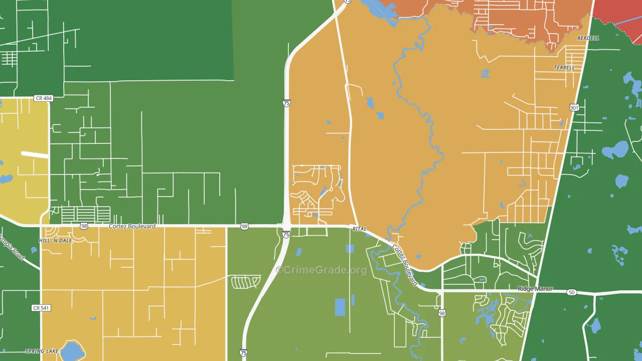 Trilby, FL Map of Vandalism Rates