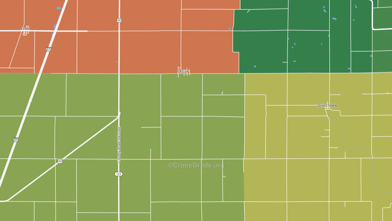 Trilla, IL Map of Vandalism Rates