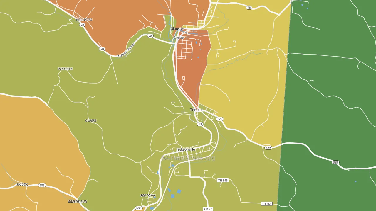 Trimble, OH Map of Vandalism Rates