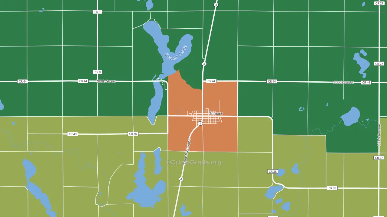 Trimont, MN Map of Vandalism Rates