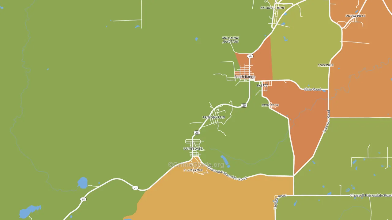 Trimountain, MI Map of Vandalism Rates