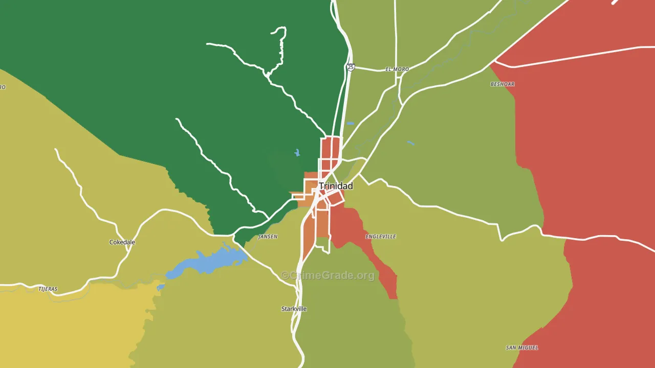 Trinidad, CO Map of Vandalism Rates