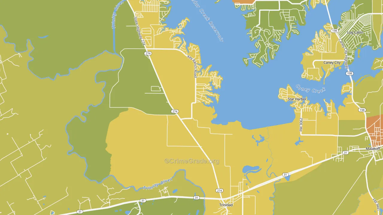 Trinidad, TX Map of Vandalism Rates