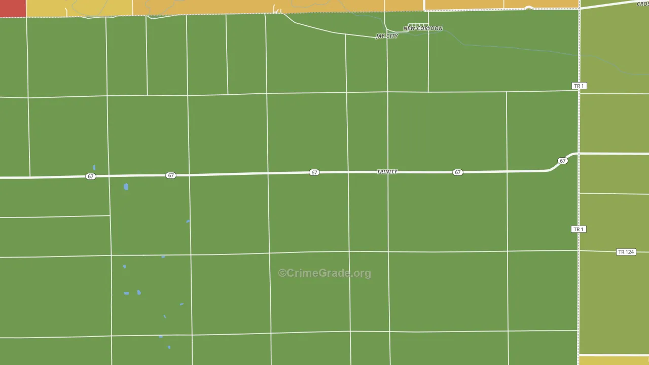 Trinity, IN Map of Vandalism Rates