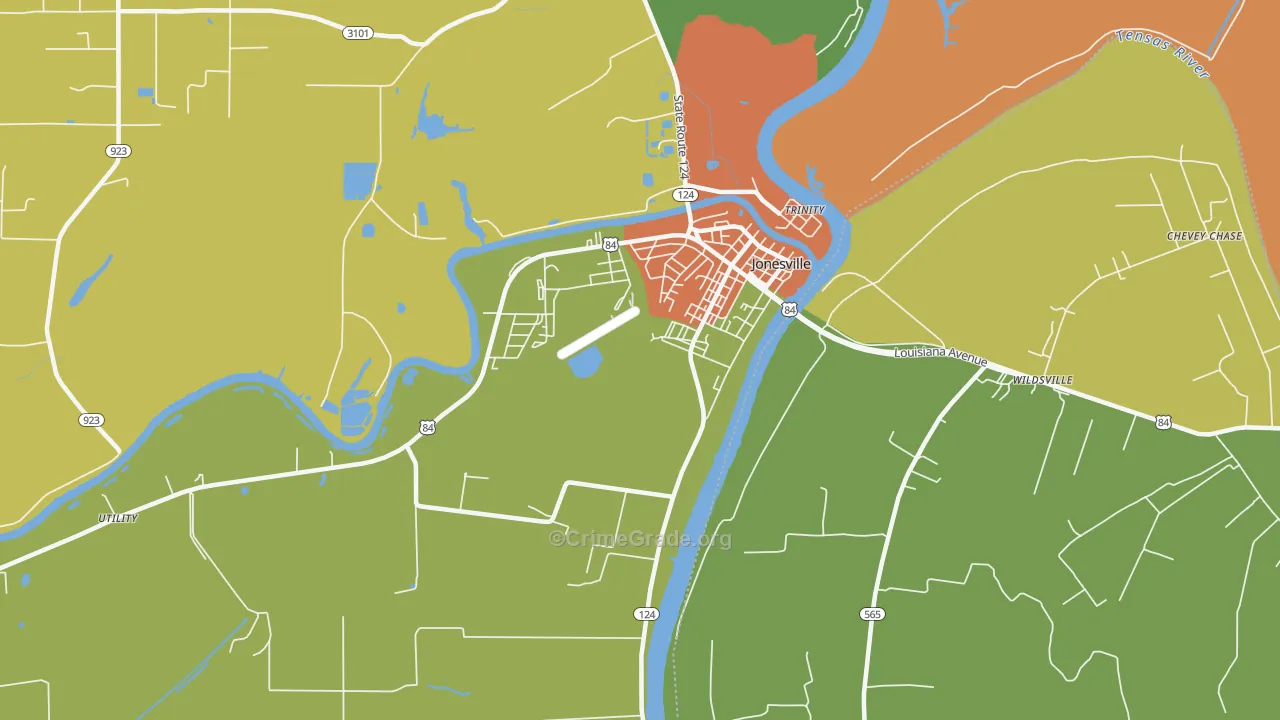 Trinity, LA Map of Vandalism Rates