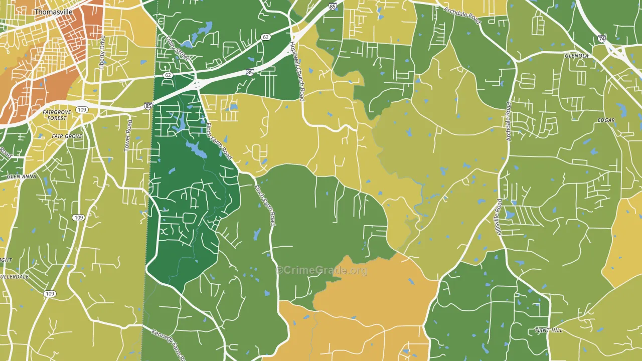Trinity, NC Map of Vandalism Rates