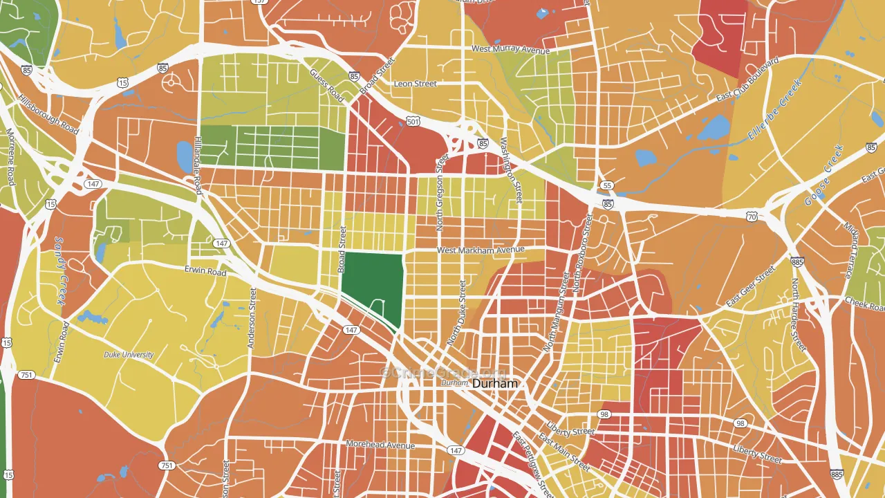 Trinity Park, Durham, NC Map of Vandalism Rates
