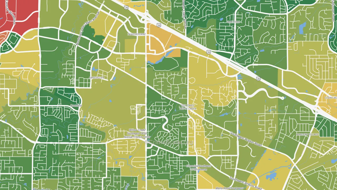 Triple Creek, Beaverton, OR Map of Vandalism Rates