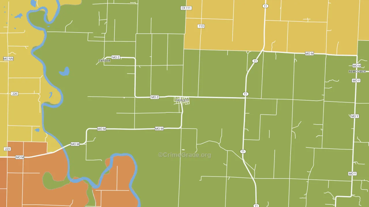 Triplett, MO Map of Vandalism Rates