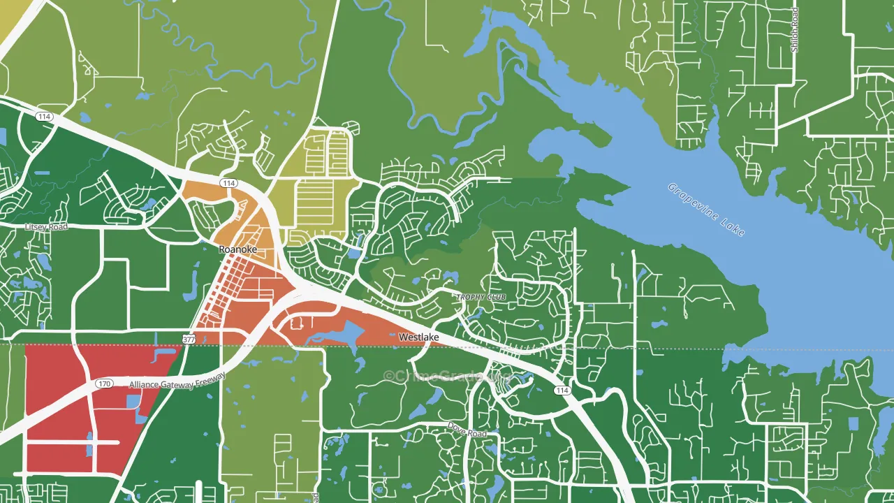Trophy Club, TX Map of Vandalism Rates