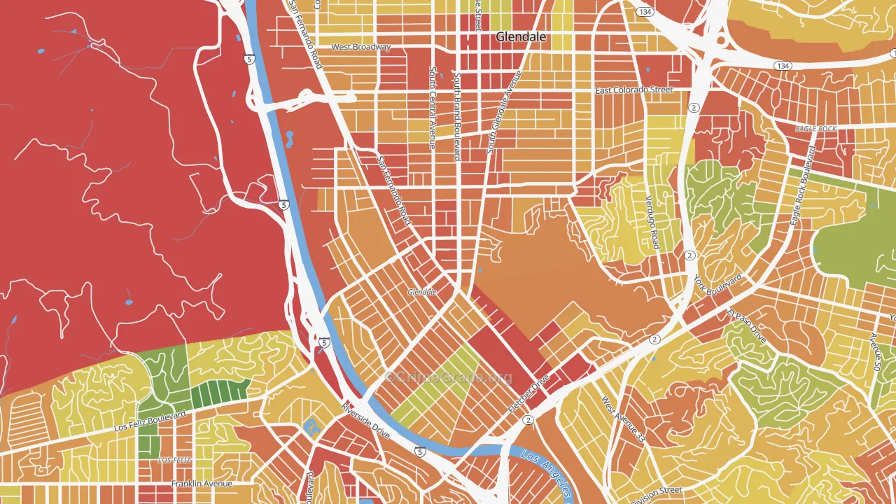 Tropico, Glendale, CA Map of Vandalism Rates
