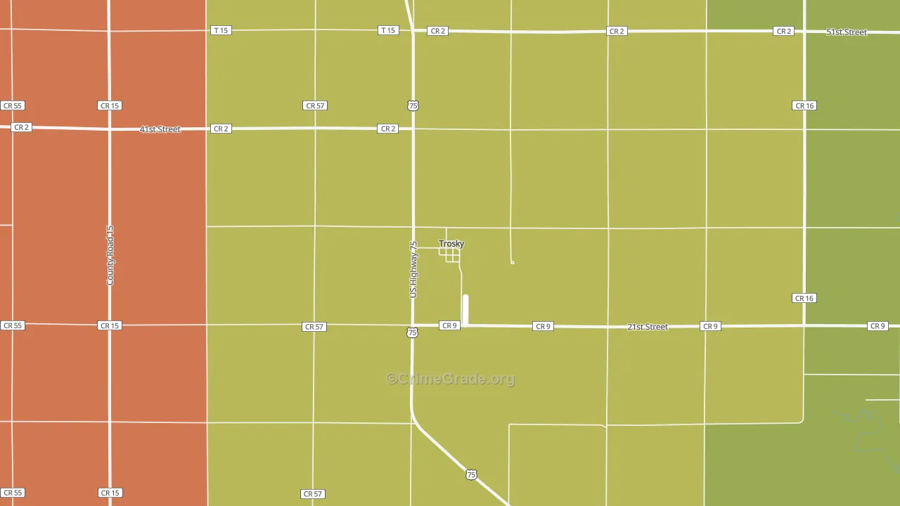 Trosky, MN Map of Vandalism Rates