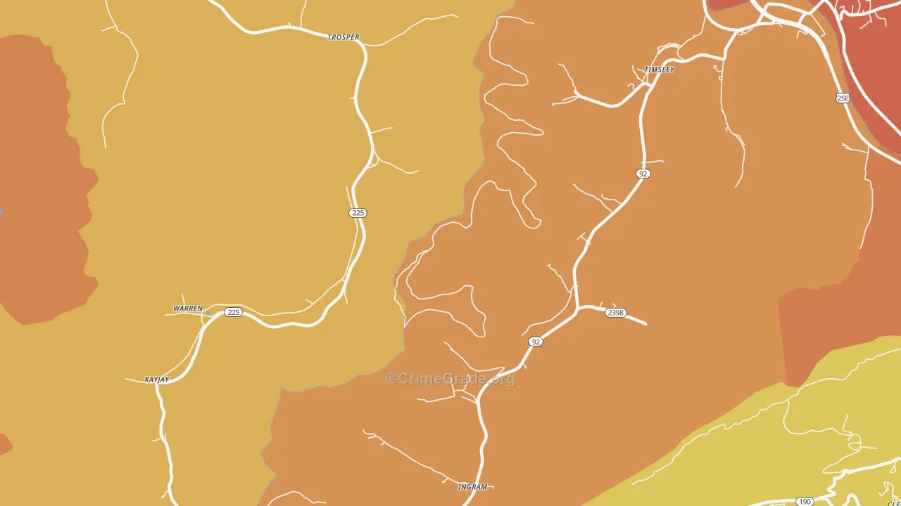 Trosper, KY Map of Vandalism Rates