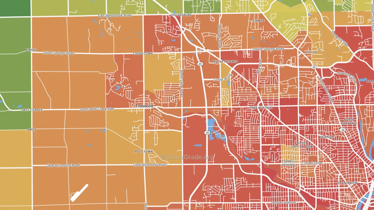 Trotwood, OH Map of Vandalism Rates
