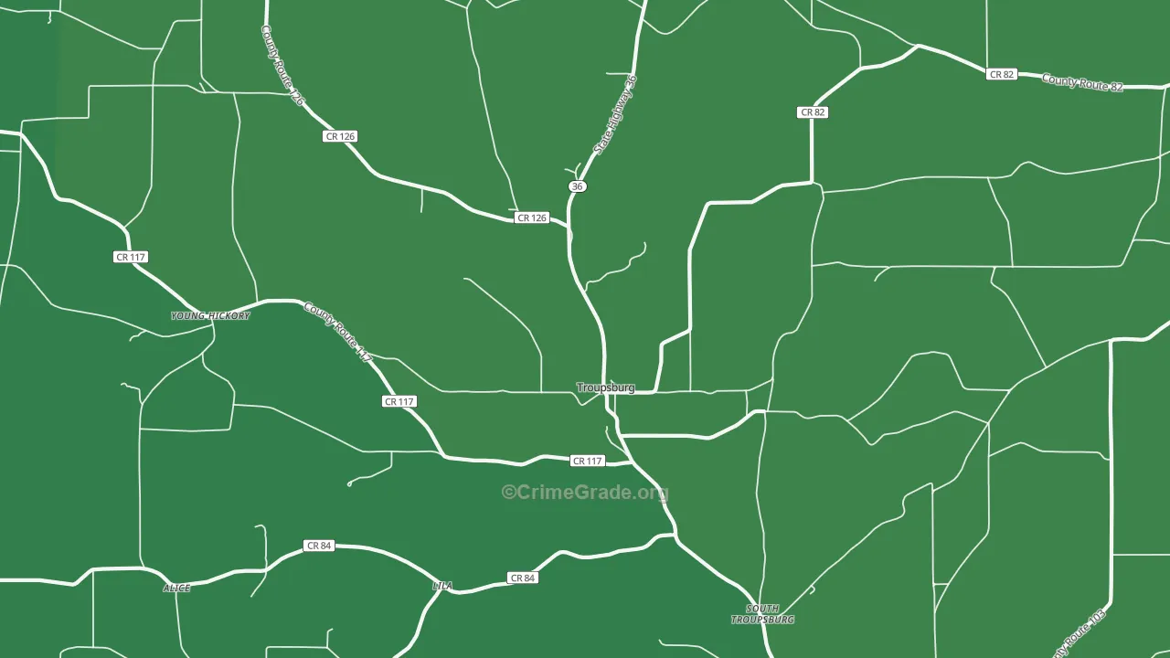 Troupsburg, NY Map of Vandalism Rates