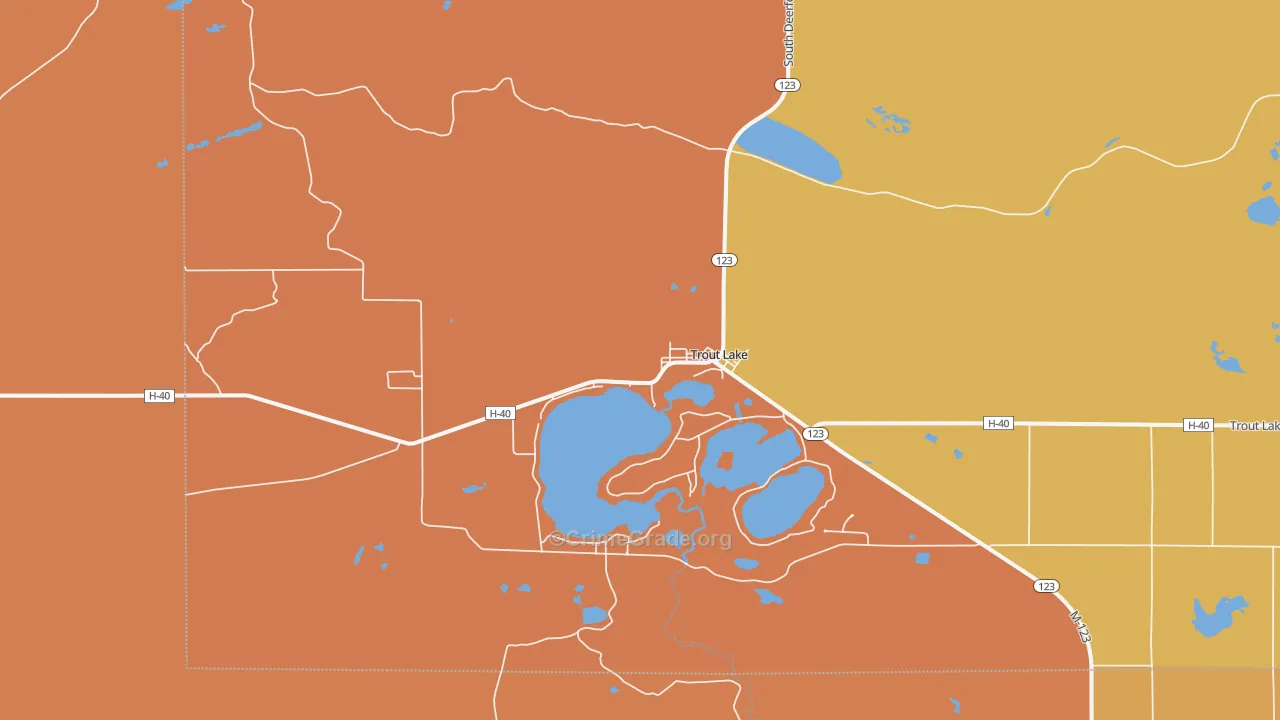 Trout Lake, MI Map of Vandalism Rates