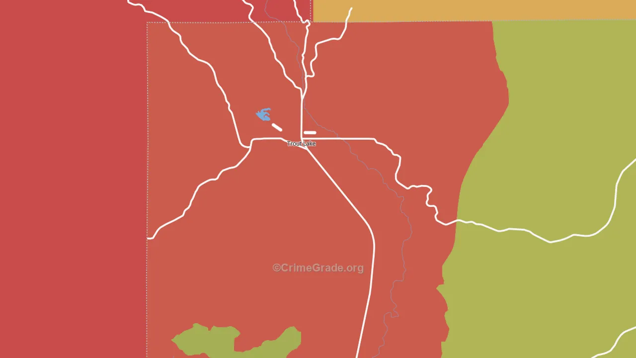 Trout Lake, WA Map of Vandalism Rates