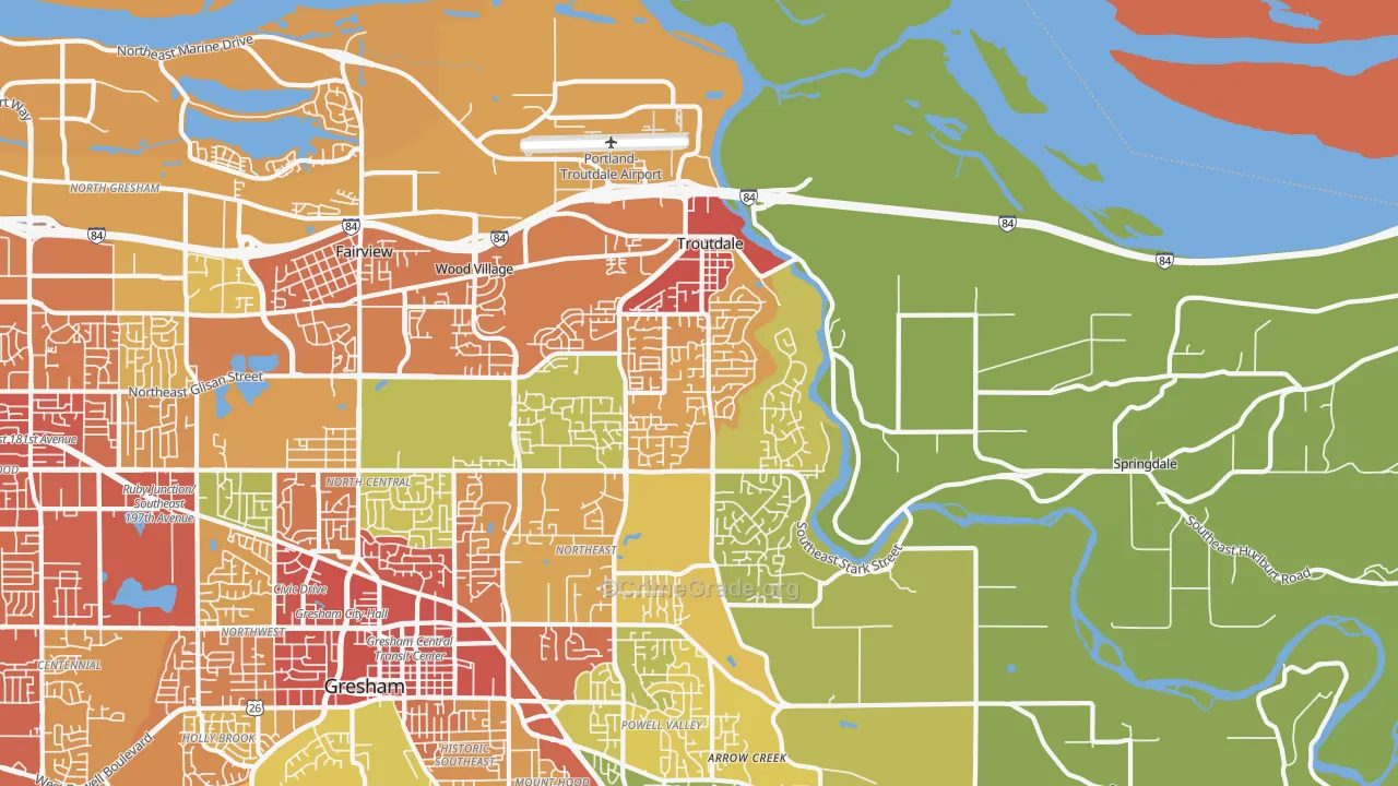 Troutdale, OR Map of Vandalism Rates