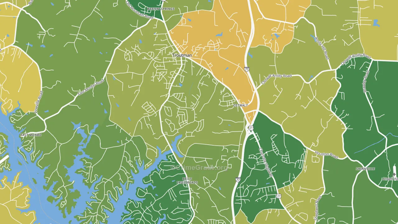 Troutman, NC Map of Vandalism Rates