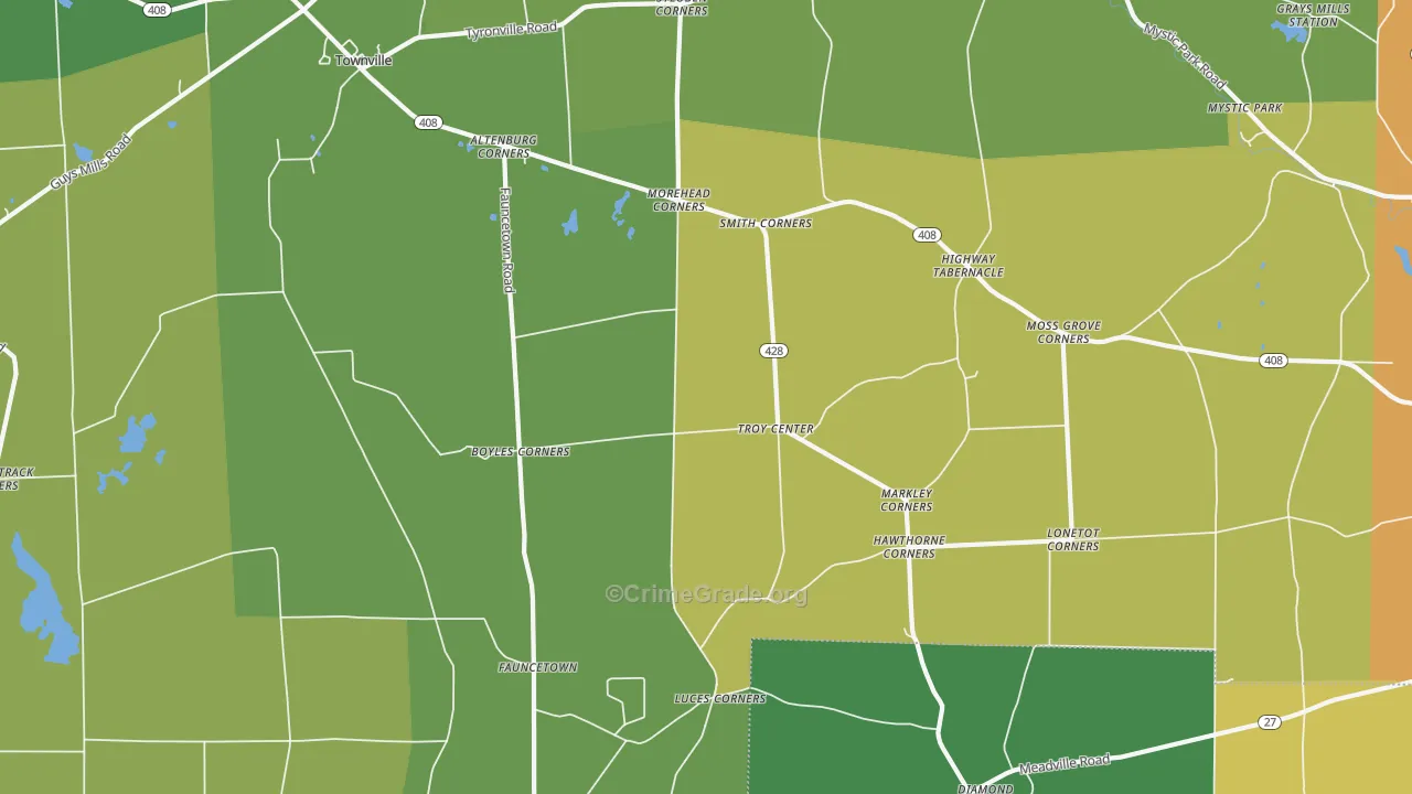 Troy Center, PA Map of Vandalism Rates