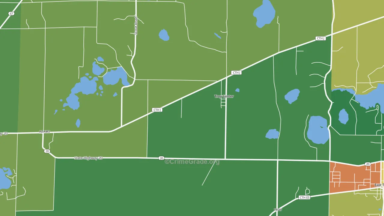 Troy Center, WI Map of Vandalism Rates