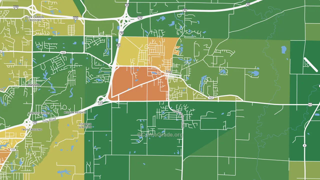 Troy, IL Map of Vandalism Rates